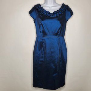 Adrianna Papell Womens Teal Bow Neckline Dress Size 6 Petite Teal Blue Cocktail